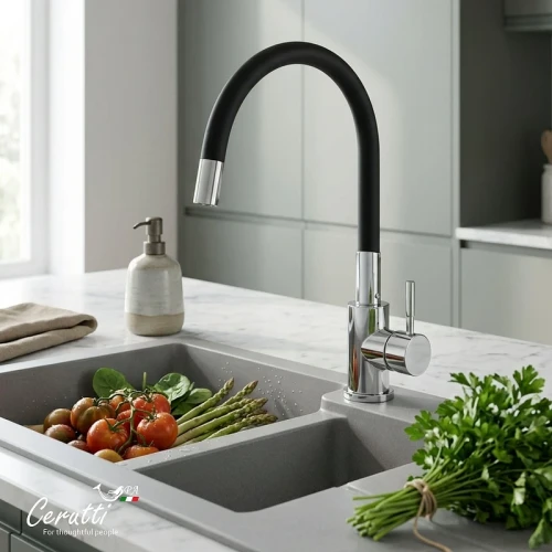 Cмеситель для кухни Ceruttispa Атэна (Atena) H-B CT12141 12141 цвет Хром Черный