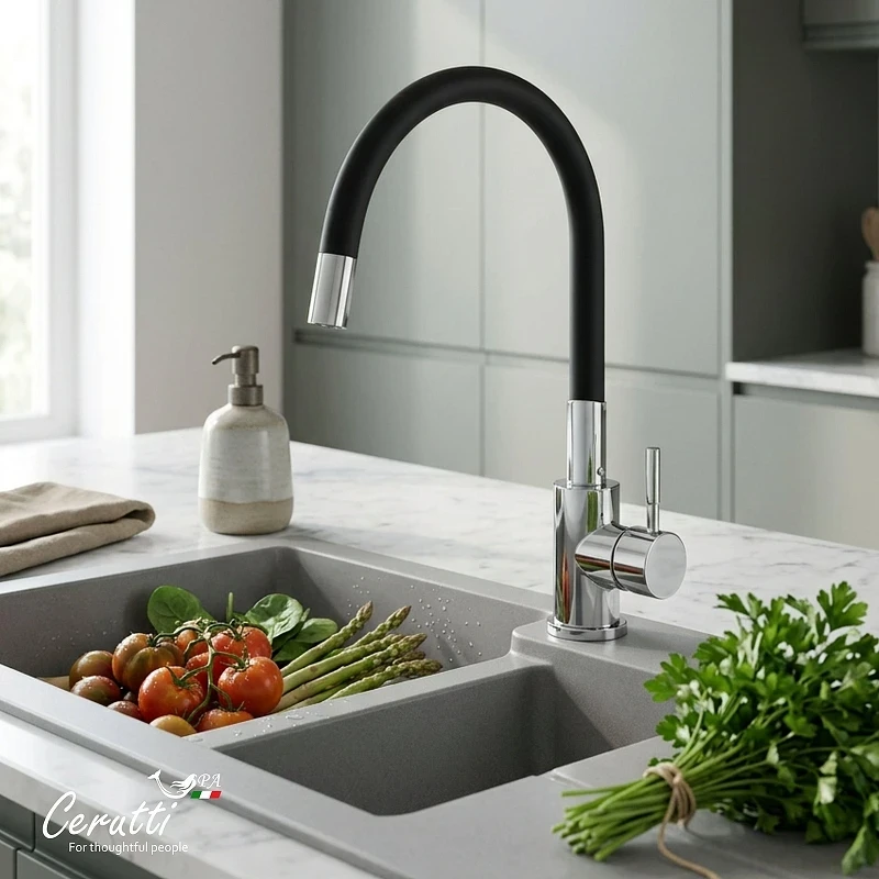 Cмеситель для кухни Ceruttispa Атэна (Atena) H-B CT12141 12141 цвет Хром Черный