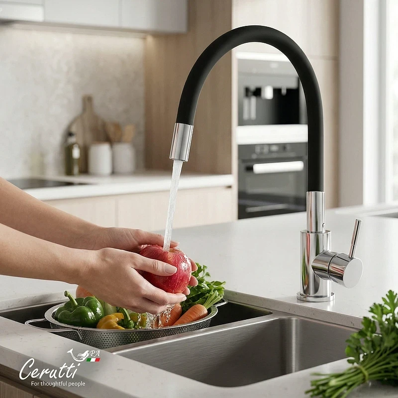 Cмеситель для кухни Ceruttispa Атэна (Atena) H-B CT12141 12141 цвет Хром Черный