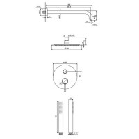 Душевая система Excellent Pi Arex AREX.SET.1245BL Черная матовая латунь встраиваемый