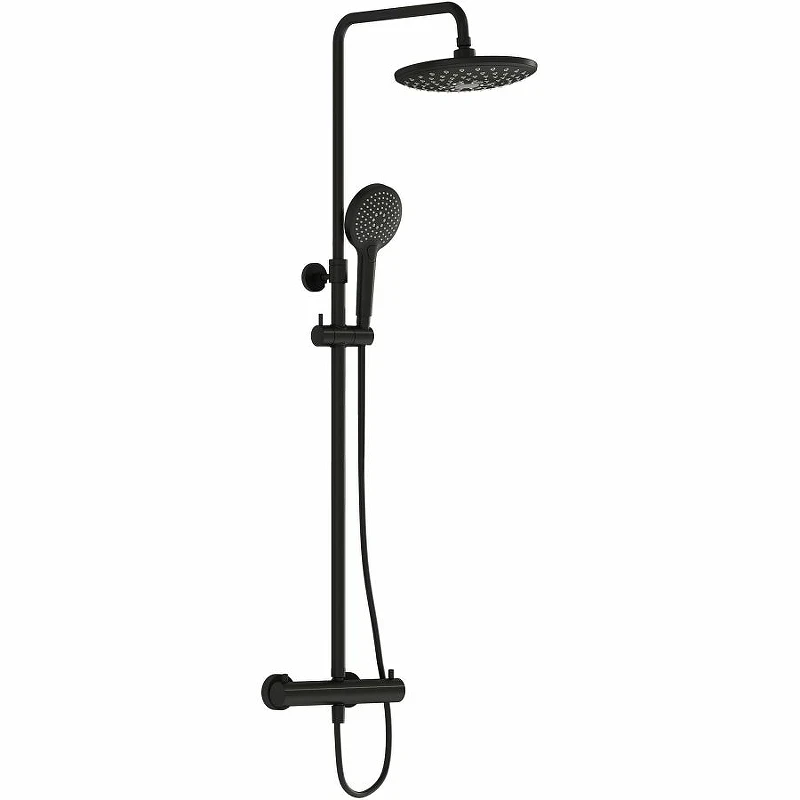 Душевая система Vitra Aquaheat Bliss A4720536EXP с термостатом Черный матовый латунь на стену
