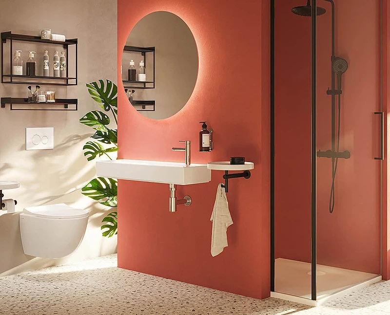 Душевая система Vitra Aquaheat Bliss A4720536EXP с термостатом Черный матовый латунь на стену