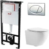 Унитаз с инсталляцией CeramaLux 2197 + Alcaplast Sadromodul AM101/1120-3:1 RU M71-0001 с сиденьем Микролифт и клавишей смыва Хром