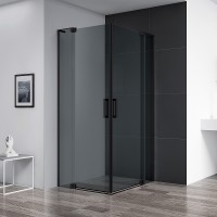 Душевой уголок Cezares Slider 80x80 SLIDER-A-2-70/80-GRIGIO-NERO профиль Черный матовый стекло серое