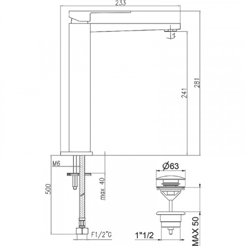 Смеситель для раковины Webert Pegaso PE830402560 Черный матовый латунь