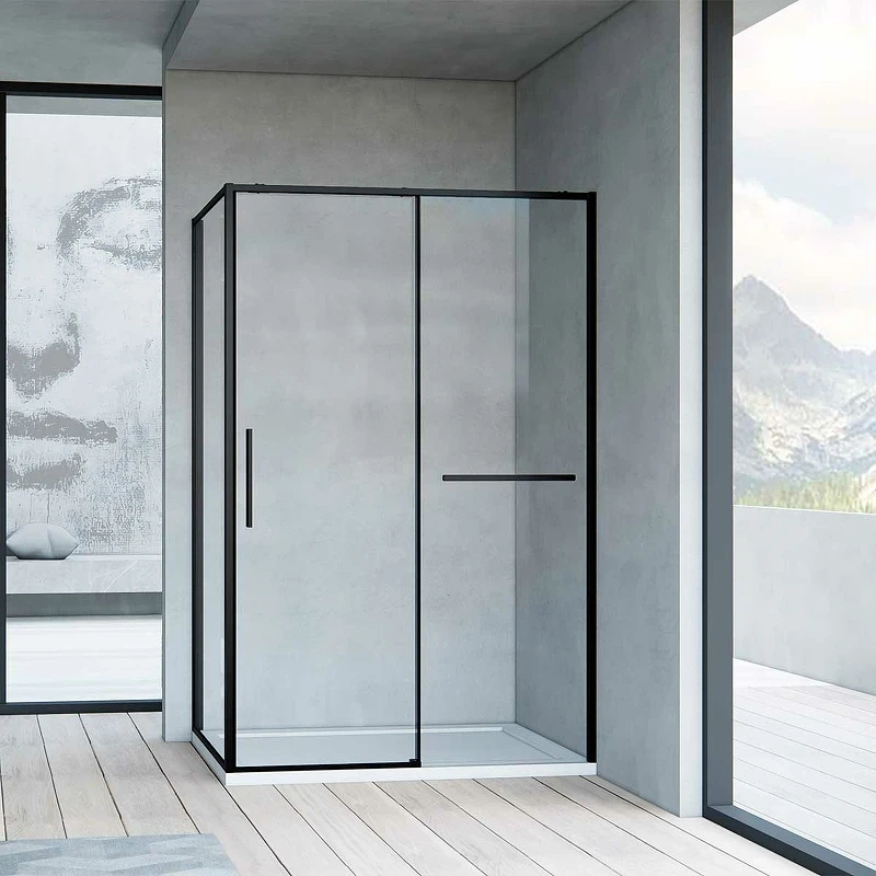 Душевой уголок Vincea Slim Soft 150x100 VSR-1SS1015CLB профиль Черный стекло прозрачное