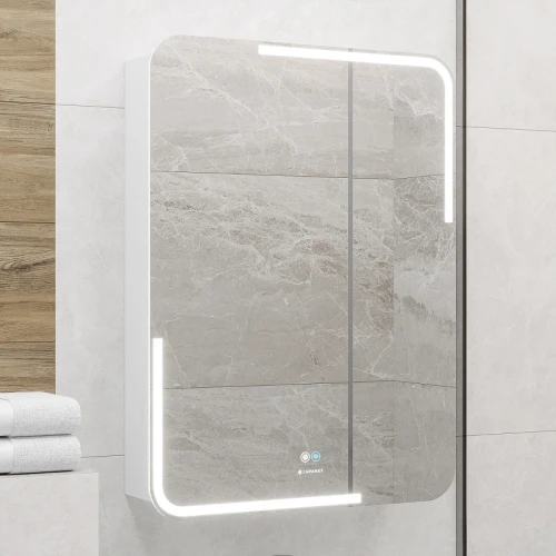 Зеркальный шкаф Laparet Atlas 60 Atlas.60*80/W с подсветкой Белый МДФ / ЛДСП, стекло