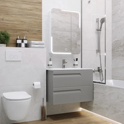 Зеркальный шкаф Laparet Atlas 60 Atlas.60*80/W с подсветкой Белый МДФ / ЛДСП, стекло