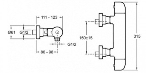 Смеситель для душа Jacob Delafon Gabin E78128-CP с термостатом цвет Хром