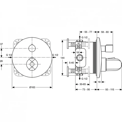 Смеситель для душа Ideal Standard Ceratherm 100 A4659AA с термостатом цвет Хром