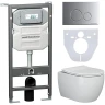 Комплект унитаза с инсталляцией Ceramicanova Play CN3001_1001M_1000 с сиденьем Микролифт и клавишей смыва Хром матовый фарфор подвесной