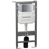 Комплект унитаза с инсталляцией Ceramicanova Play CN3001_1001M_1000 с сиденьем Микролифт и клавишей смыва Хром матовый фарфор подвесной