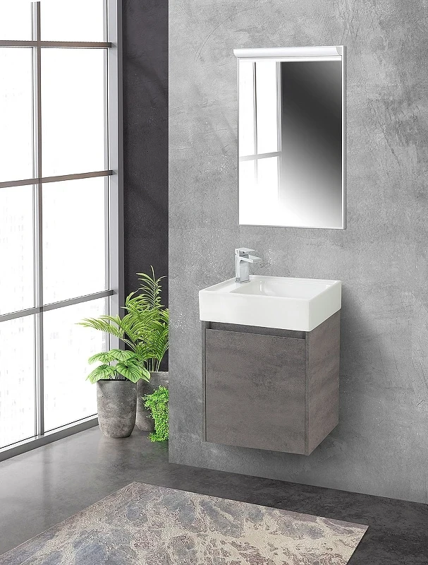 Тумба под раковину BelBagno Kraft Mini 50 L KRAFT MINI-500/260-1A-SO-CG-L подвесная Cemento Grigio МДФ / ЛДСП