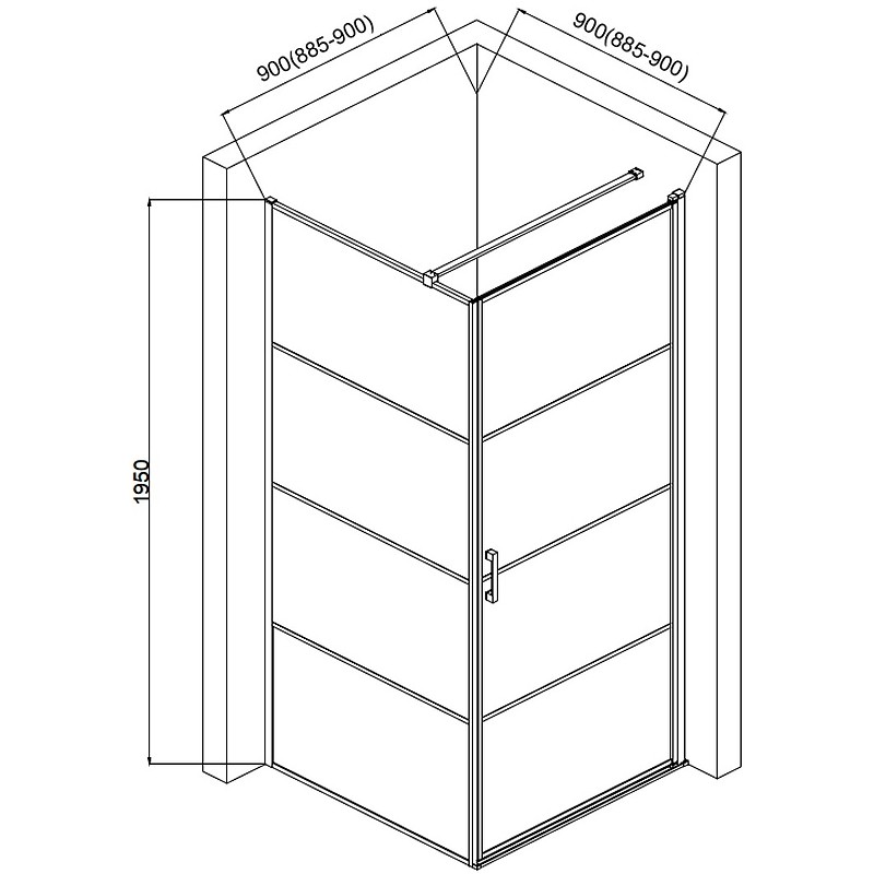Душевой уголок AQUAme 90x90 R AQM5215-RH-9 профиль Черный матовый стекло прозрачное