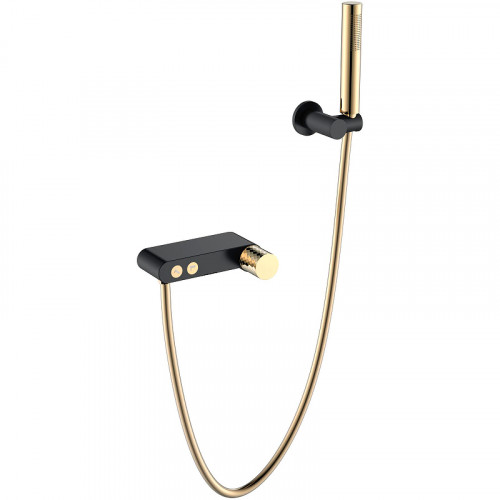 Смеситель для ванны Boheme Stick 123-BG Черный матовый Золото латунь на стену