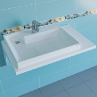 Раковина СанТа Юпитер 80 L 900120 на стиральную машину Белая искусственный камень (литьевой мрамор) на стиральную машину
