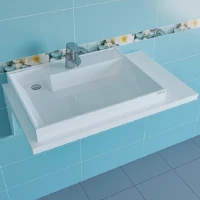Раковина СанТа Юпитер 80 L 900120 на стиральную машину Белая искусственный камень (литьевой мрамор) на стиральную машину
