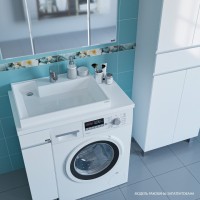 Раковина СанТа Юпитер 80 L 900120 на стиральную машину Белая искусственный камень (литьевой мрамор) на стиральную машину