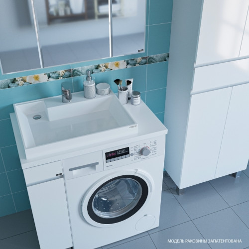 Раковина СанТа Юпитер 80 L 900120 на стиральную машину Белая искусственный камень (литьевой мрамор) на стиральную машину