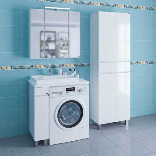 Раковина СанТа Юпитер 80 L 900120 на стиральную машину Белая искусственный камень (литьевой мрамор) на стиральную машину