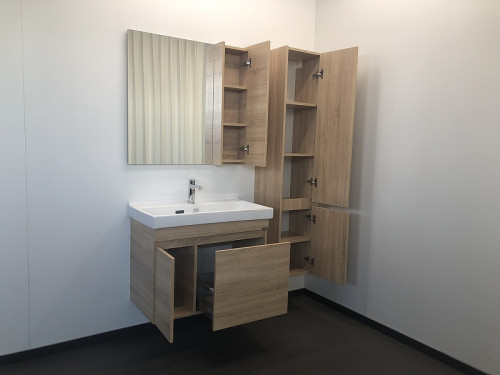 Зеркало со шкафом Comforty Тромсе 80 00004142222 Дуб сонома МДФ / ЛДСП, стекло