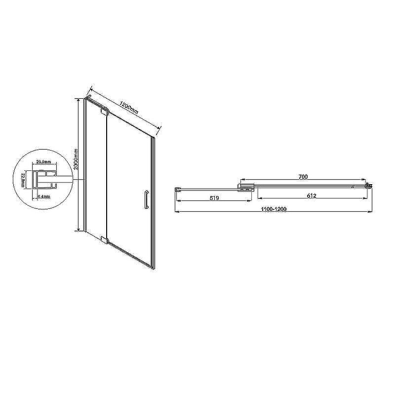 Душевая дверь Vincea Extra 120 VDP-1E1112CL профиль Хром стекло прозрачное