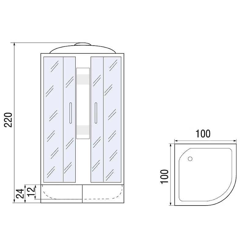 Душевая кабина River Nara Light XL 100x100 МТ 10000006219 с поддоном