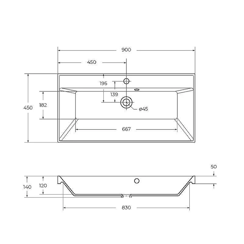 Раковина BelBagno 90 BB900/450-LV-ART-AST-NERO Черная матовая
