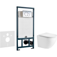 Комплект унитаза WeltWasser Merzbach 043 GL-WT 10000009939 с сиденьем Микролифт и инсталляцией WeltWasser WW Marberg 507 10000005949+10000005952 с клавишей смыва Хром глянцевый фаянс подвесной