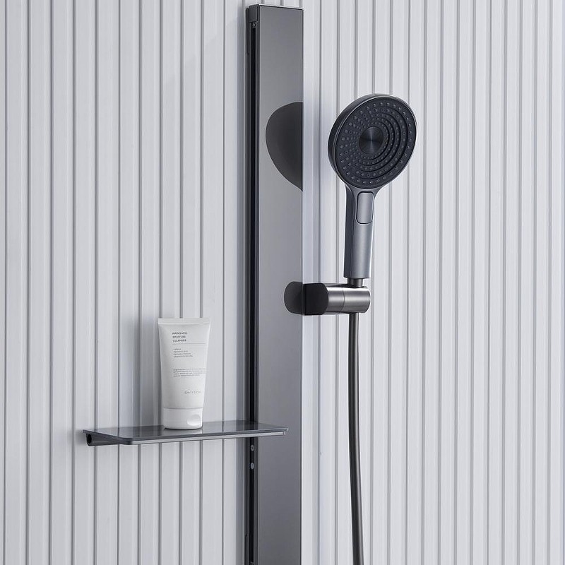 Душевая система Black&White Gravity GH-9025N-GM 9025NGM с термостатом цвет Оружейная сталь