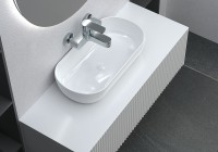 Столешница под раковину SanVit Ханекс S-008 120 hanex120 Белая искусственный камень (литьевой мрамор)