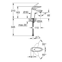 Смеситель для раковины Grohe Eurostyle Solid 23715003 Хром латунь