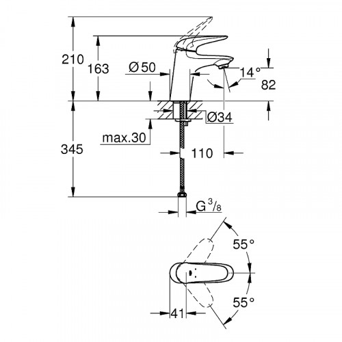 Смеситель для раковины Grohe Eurostyle Solid 23715003 Хром латунь