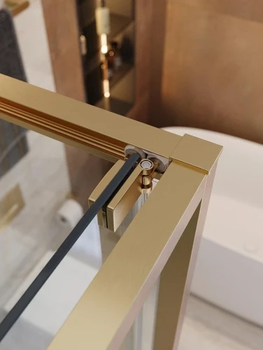 Душевой уголок Cezares Lux 90x90 LUX-A-FS-1-90-C-BORO профиль Брашированное золото стекло прозрачное