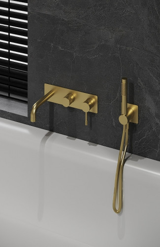 Смеситель для ванны Boheme Uno 464-3-MG Золото матовое латунь встраиваемый