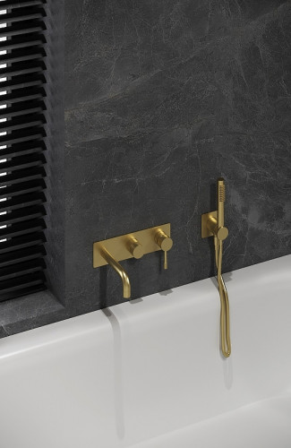 Смеситель для ванны Boheme Uno 464-3-MG Золото матовое латунь встраиваемый