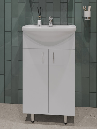 Тумба с раковиной Orange Лайт 50 LA-50TUW+RA Белая МДФ / ЛДСП