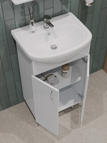 Тумба с раковиной Orange Лайт 50 LA-50TUW+RA Белая МДФ / ЛДСП