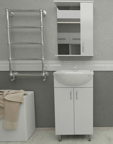 Тумба с раковиной Orange Лайт 50 LA-50TUW+RA Белая МДФ / ЛДСП