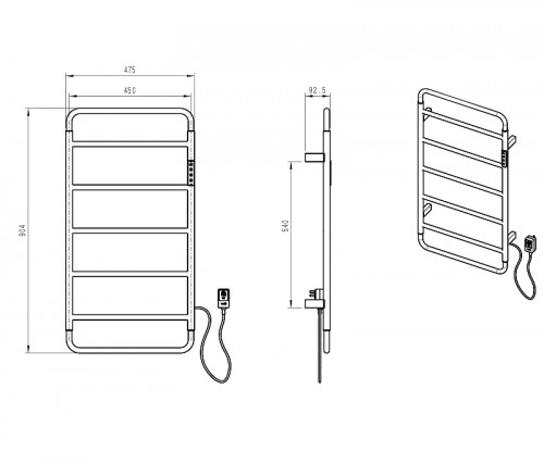 Электрический полотенцесушитель Wonzon & Woghand Wismar 47,5х90,4 R WW-AL202-BR цвет Брашированный никель