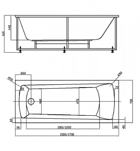 Акриловая ванна Azario Enrica 150х70 AV.0030150 цвет Белый