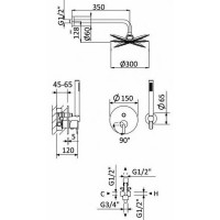 Душевая система Cezares Leaf LEAF-DSIP-30-L-01 Хром латунь встраиваемый