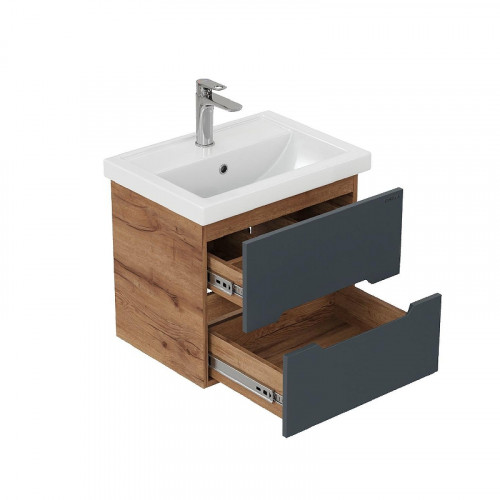 Тумба под раковину Onika Айленд 50 105041 подвесная цвет Дуб крафт золотой Графит