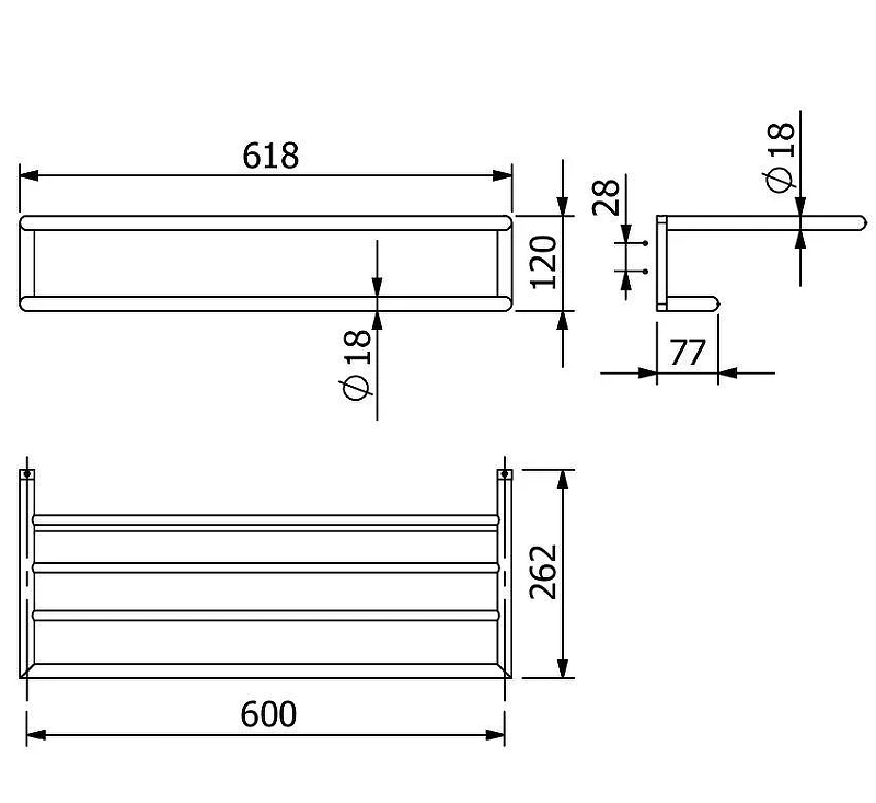 Полка для полотенец Kludi Vela R 58989N2 цвет Оружейная сталь брашированная