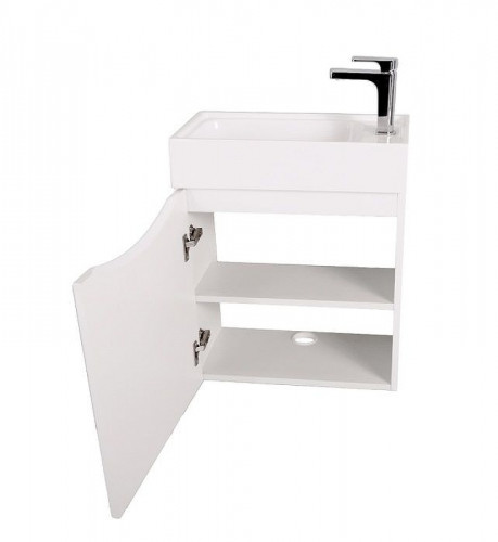 Тумба под раковину Art&amp;Max Liberty-500-1D-SO-BL-L подвесная Белый глянец МДФ / ЛДСП