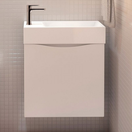 Тумба под раковину Art&amp;Max Liberty-500-1D-SO-BL-L подвесная Белый глянец МДФ / ЛДСП