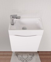 Тумба под раковину Art&amp;Max Liberty-500-1D-SO-BL-L подвесная Белый глянец МДФ / ЛДСП