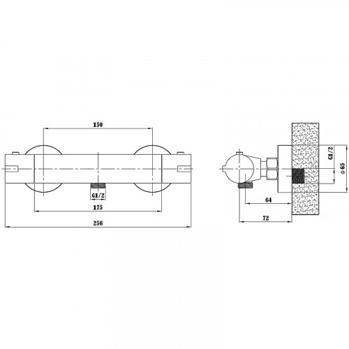 Смеситель для душа ESKO Mikros T3080 Black с термостатом Черный матовый латунь на стену