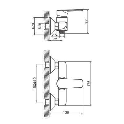 Смеситель для душа Haiba HB20563 Хром на стену