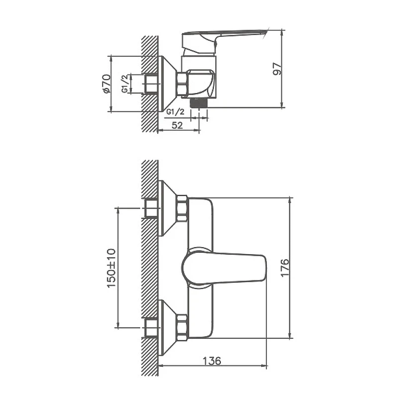 Смеситель для душа Haiba HB20563 Хром на стену